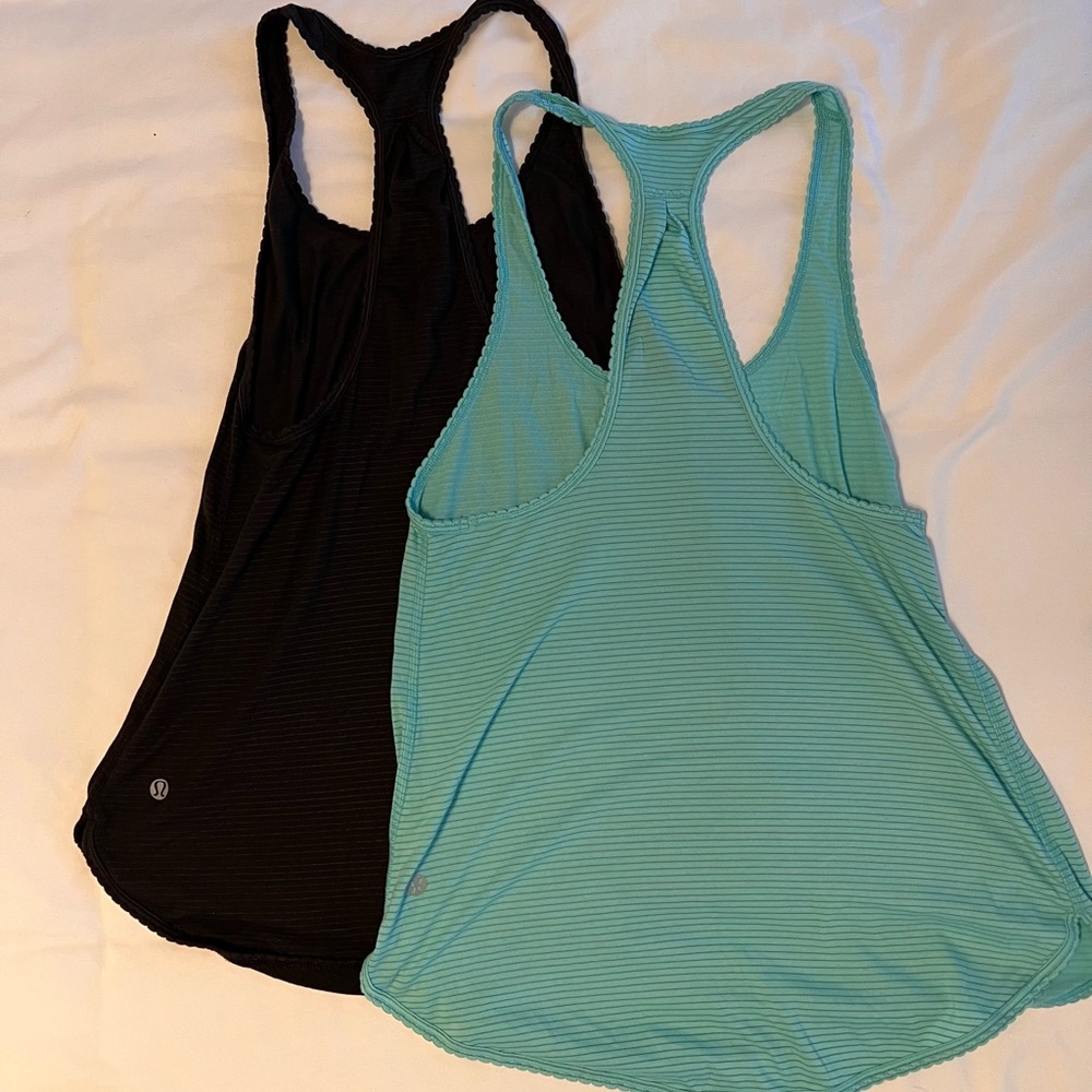 2 Lululemon tanks - aqua and black